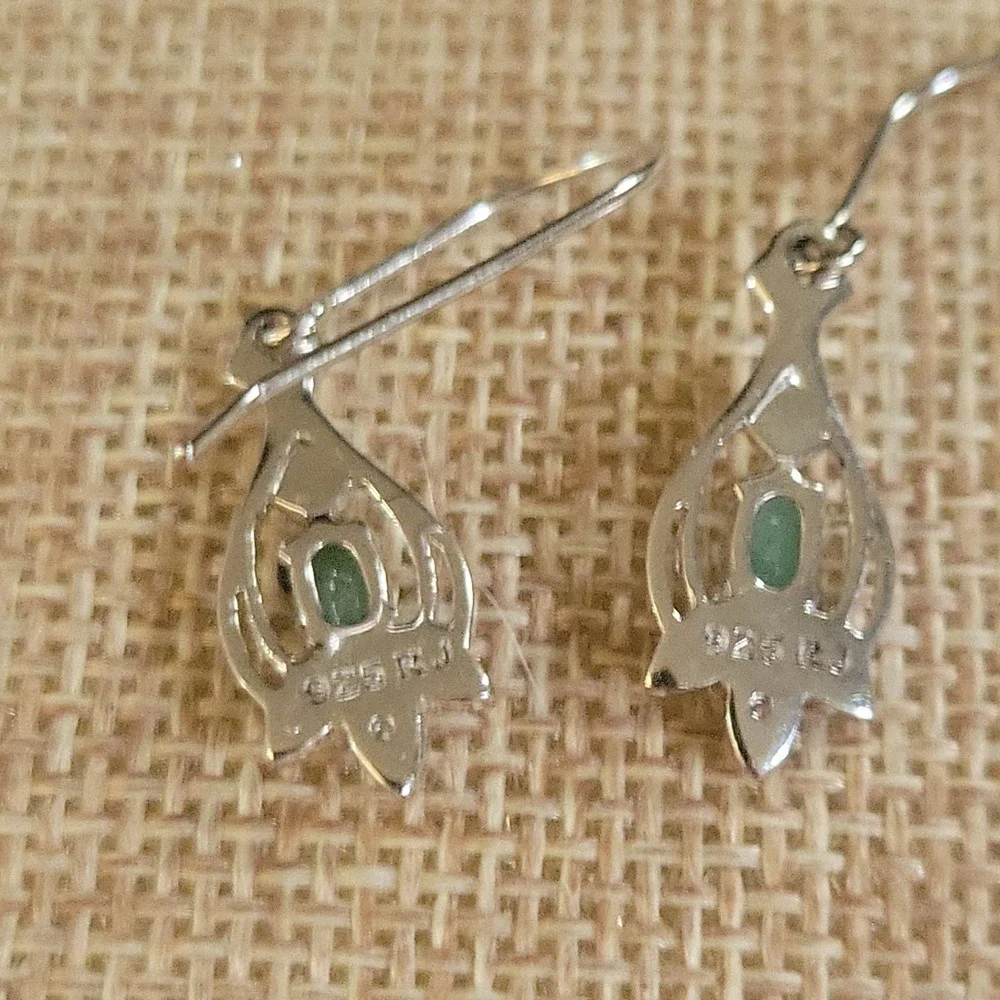RJ Graziano Sterling Silver Pale Emerald Diamond Chip Earrings 1